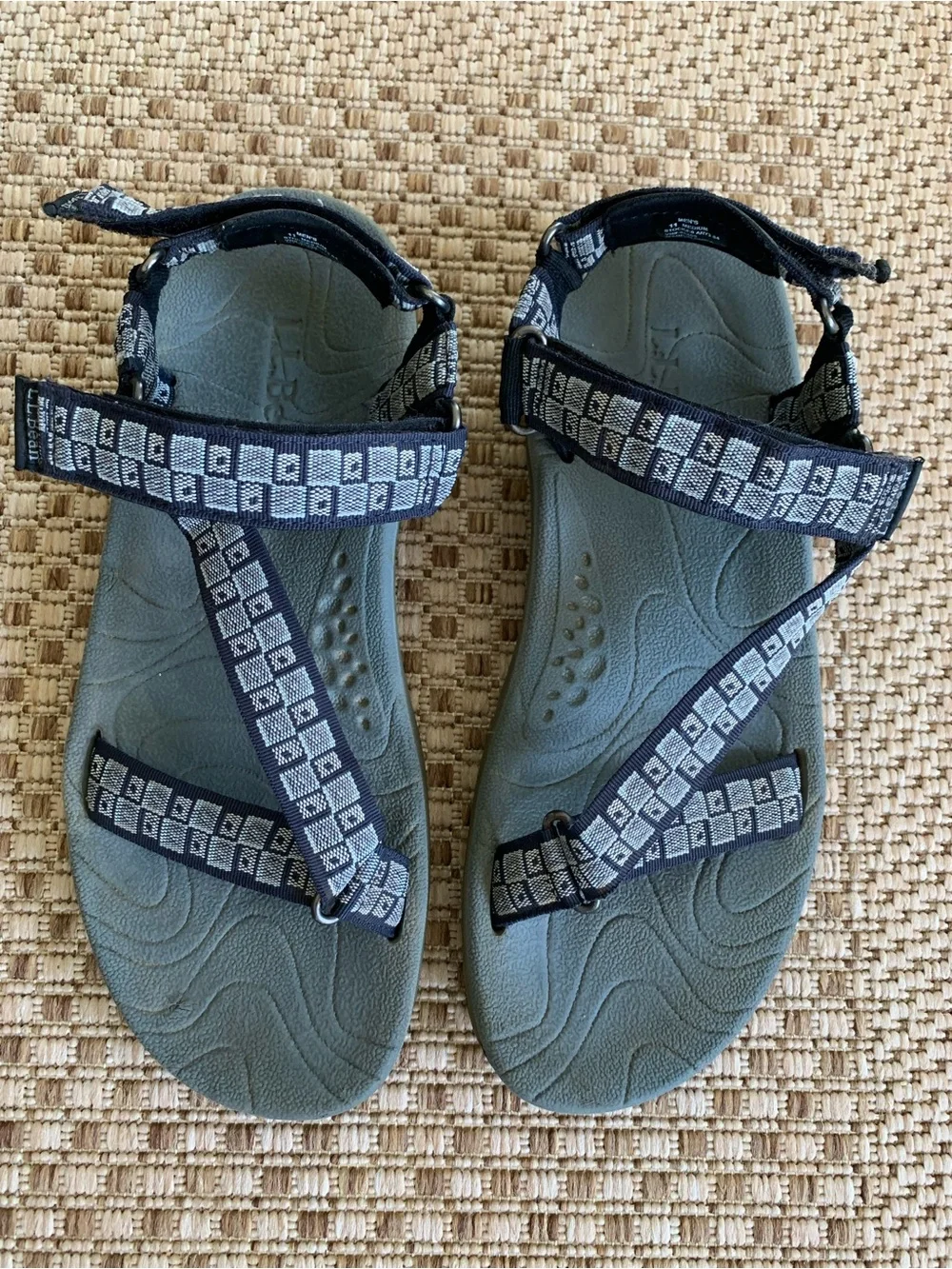 L L Bean Gray & Navy Outdoor Sandals with Adjustable Straps Men’s Size 11